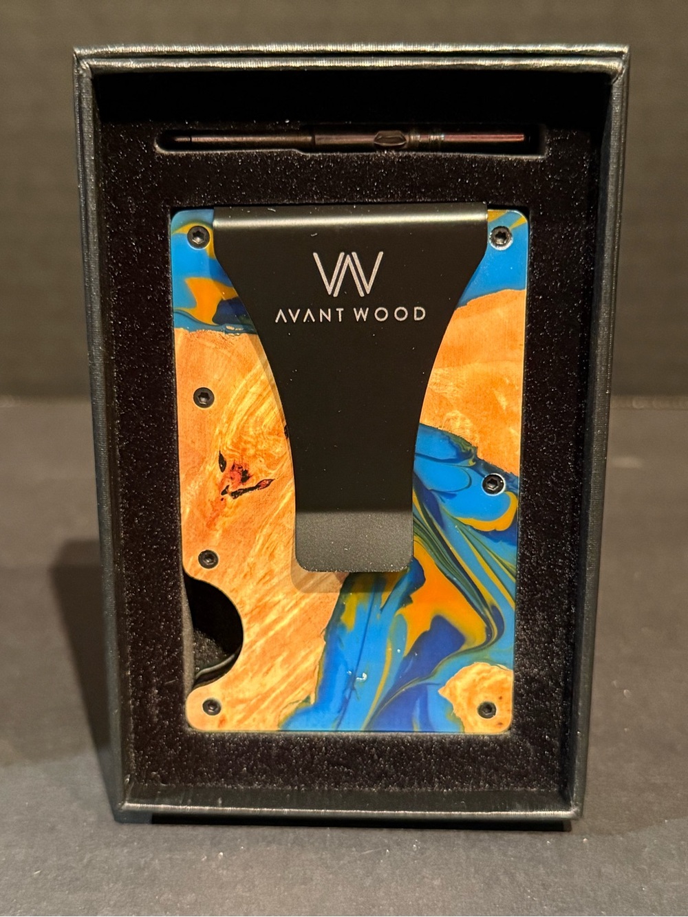 Avant wood 1 of 1 Blue & Orange Resin Wood Minimalist RFID Wallet